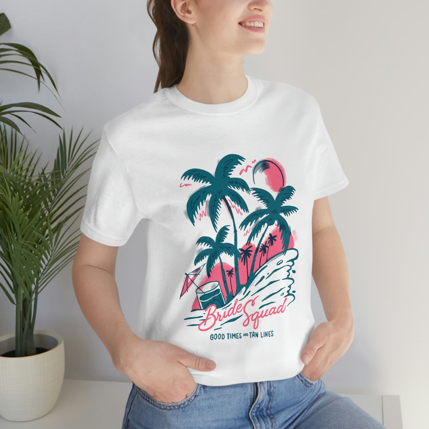 Bride Squad - Good times and tan lines retro t-shirt - Print on front